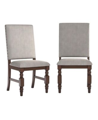 Burnished Dark Oak FinishLinen Dining Chair (Set of 2)