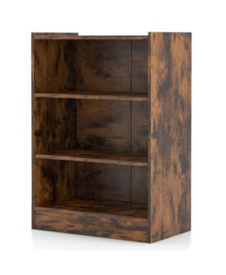 3-Tier Open Bookcase Display Rack with Adjustable Shelves for Home or Office