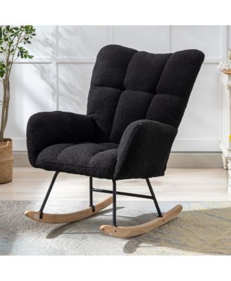 Teddy Wingback Glider Rocker with Storage Pocket