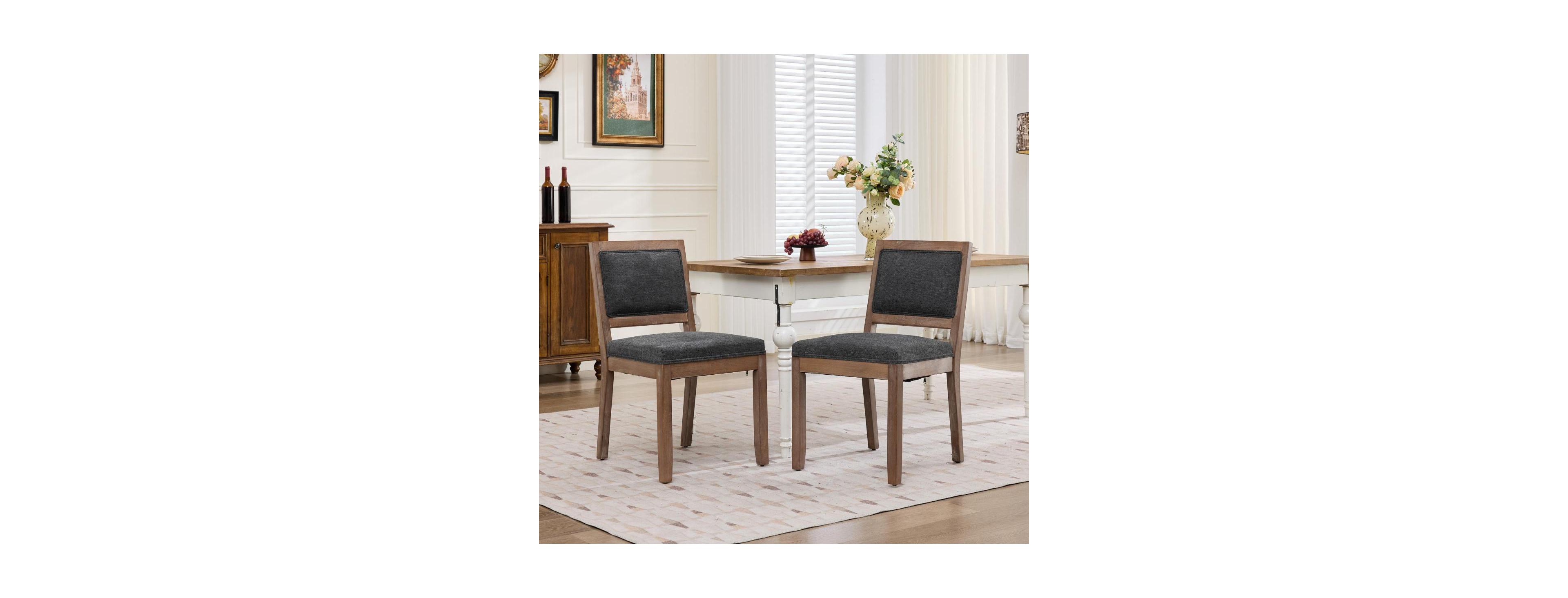 Streamdale Furniture Set of 2 Farmhouse Upholstered Dining Chairs