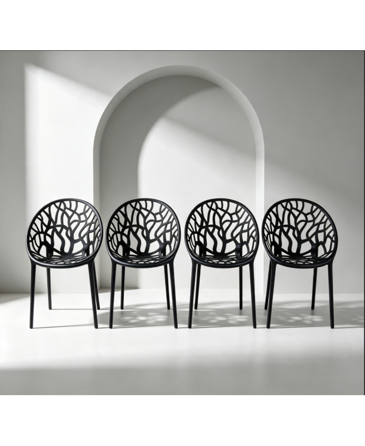 Streamdale Furniture Plastic Dining Chair 4PCS, set of 4 - Black