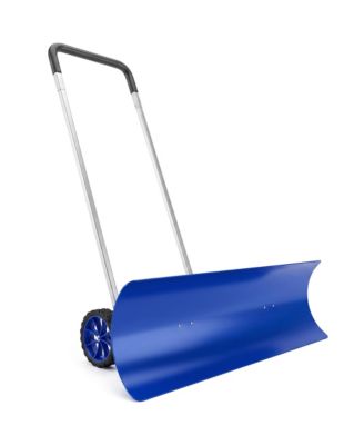 37-Inch Extra Wide Snow Shovel with Wheels, Angled Blade,