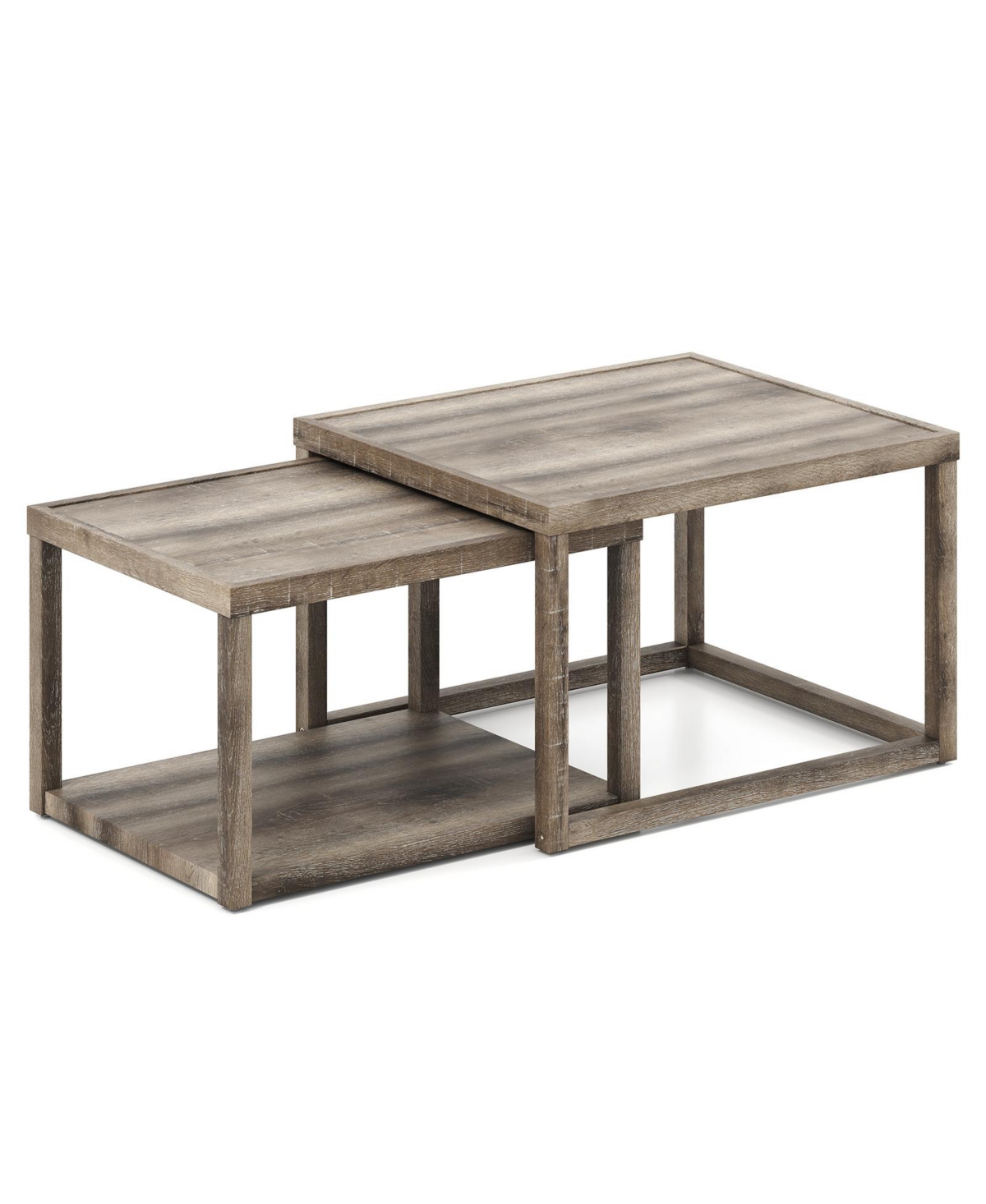 Mecale Nesting Coffee Table Set of 2 Stackable Rectangular End Tables