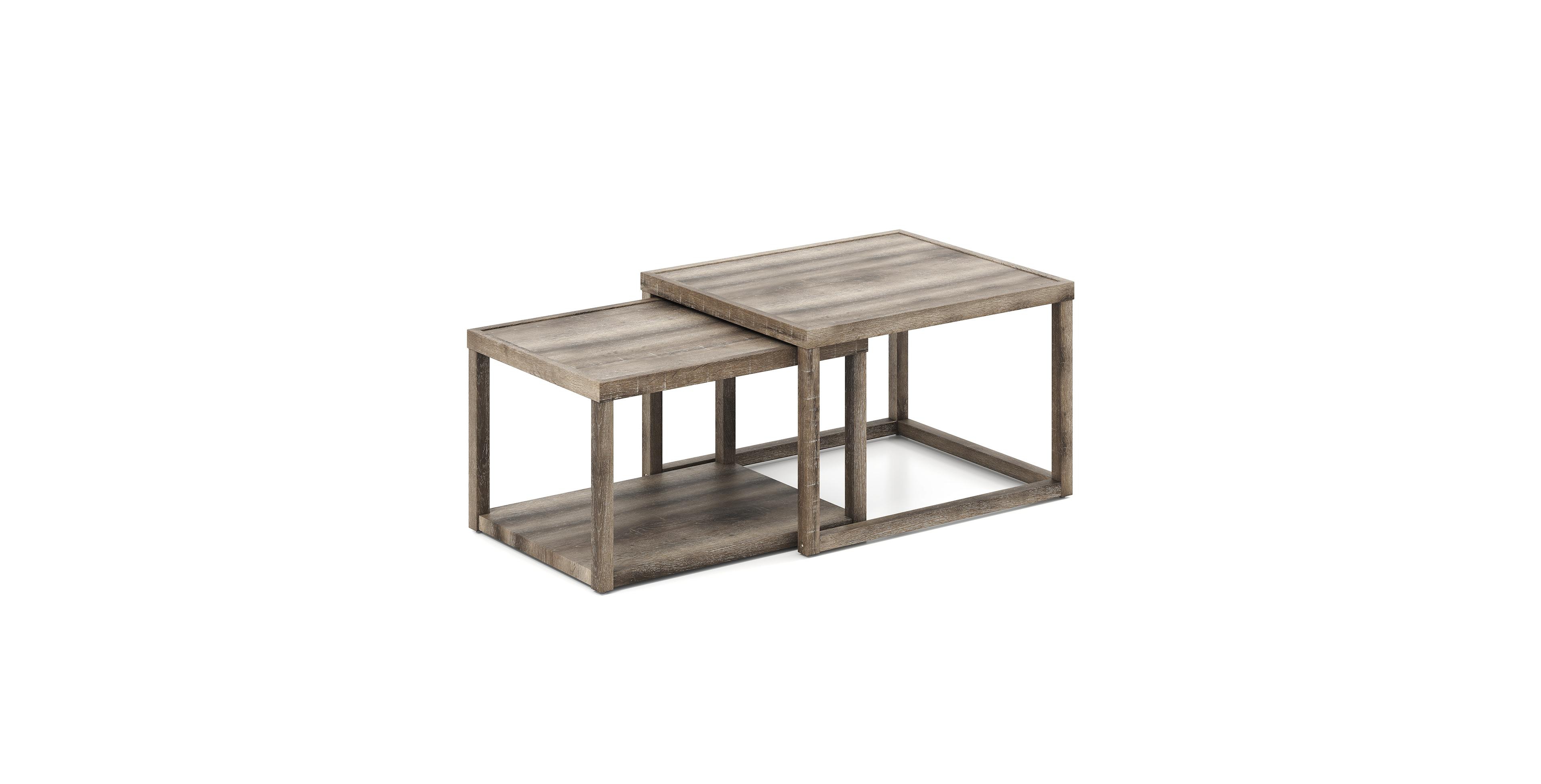 Mecale Nesting Coffee Table Set of 2 Stackable Rectangular End Tables
