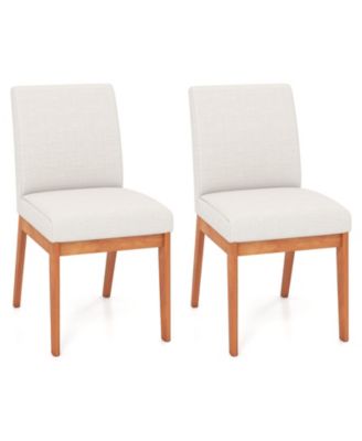 Upholstered Dining Chairs Set of 2 Kitchen Armless Side Chairs with Rubber Wood Legs