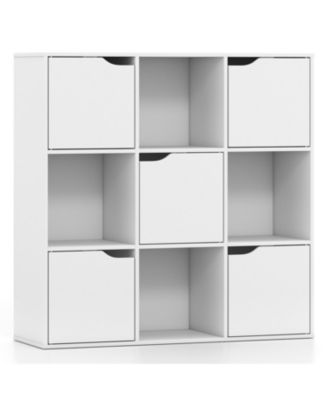 9-Cube Wooden Freestanding Bookcase for Home Office Storage and Display