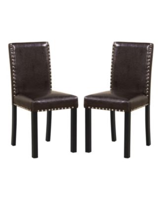 Set of 2 4 Dining Chairs Faux Leather Upholstered Parsons Kitchen Chairs Set