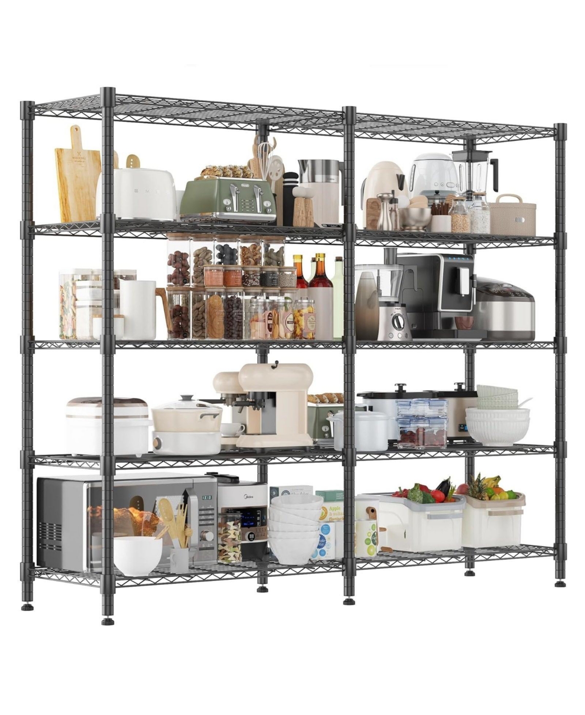 Sailvan 5-Tier Heavy Duty Metal Storage Rack, 60"W x 14"D 72"H, 1500LBS Capacity Adjustable Wire Shelving Unit for Garage Pantry Kitchen