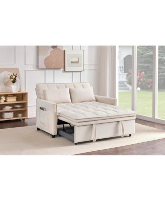 50.3" Velvet 3-in-1 Convertible Sleeper Sofa Bed with Storage Pocket