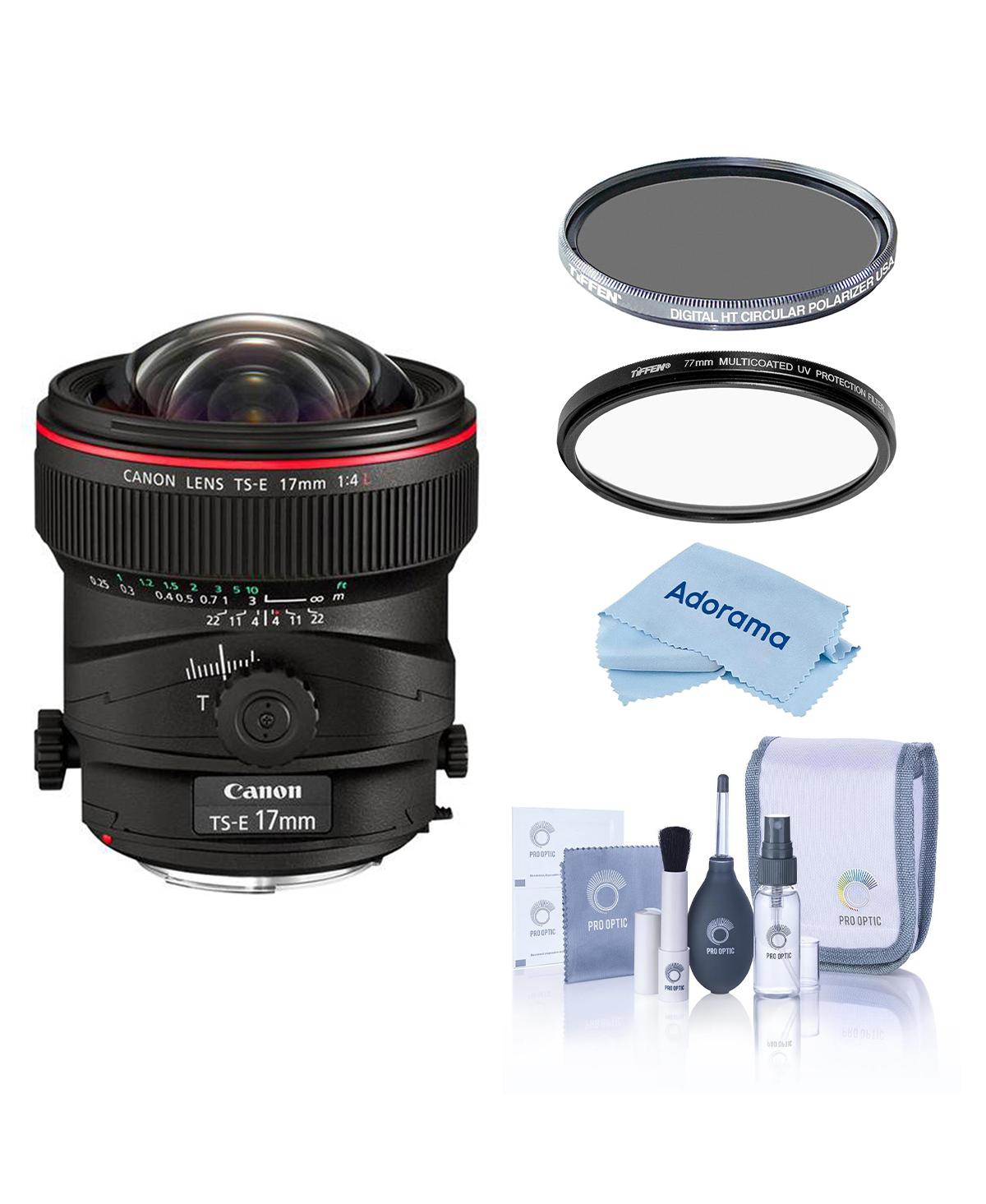 Canon Ts-e 17mm f/4L Tilt-Shift Lens with Tiffen 77mm Uv and Cpl Filters for Canon Eos