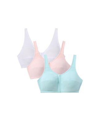 Women's 3-Pack Front-Close Cotton Wireless Bra