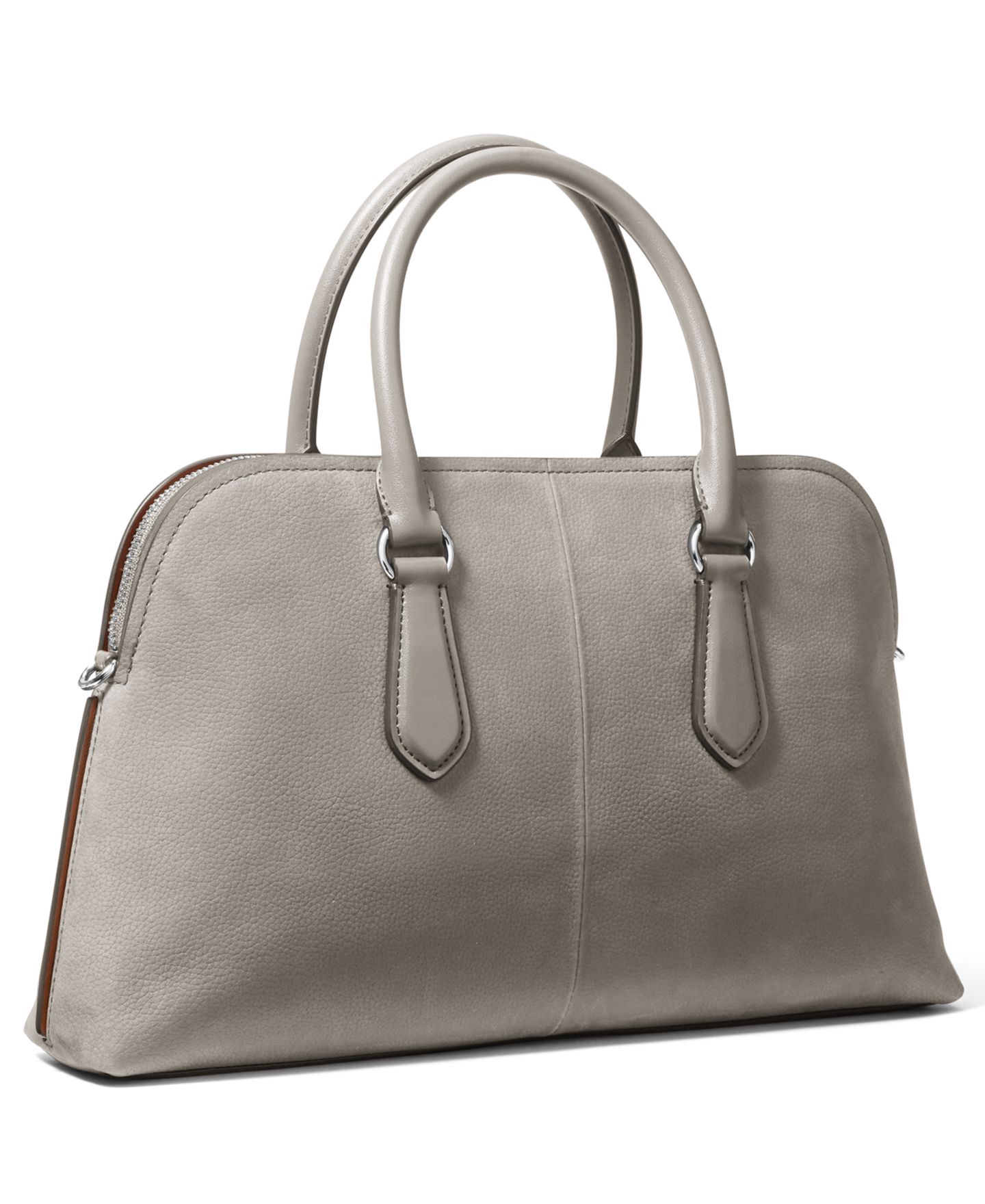 Женская сумка Michael Kors Shaye Medium Dome Leather Satchel, цвет: Меланжевый серый — фото 2
