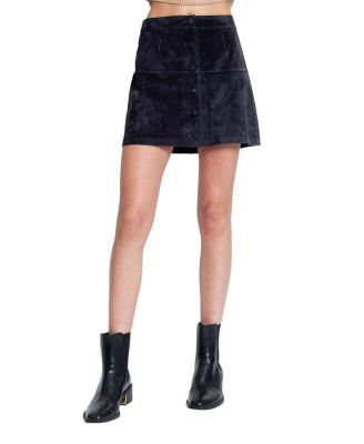 Women's Scarlet Genuine Suede Button Skirt