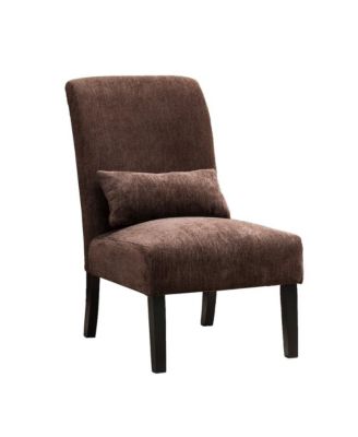 Pisano Chocolate Fabric Armless Accent Chair with Matching Kidney Pillow