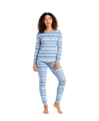 Women's Long-Sleeve Crewneck Print Top and Pants, 2-Piece Set