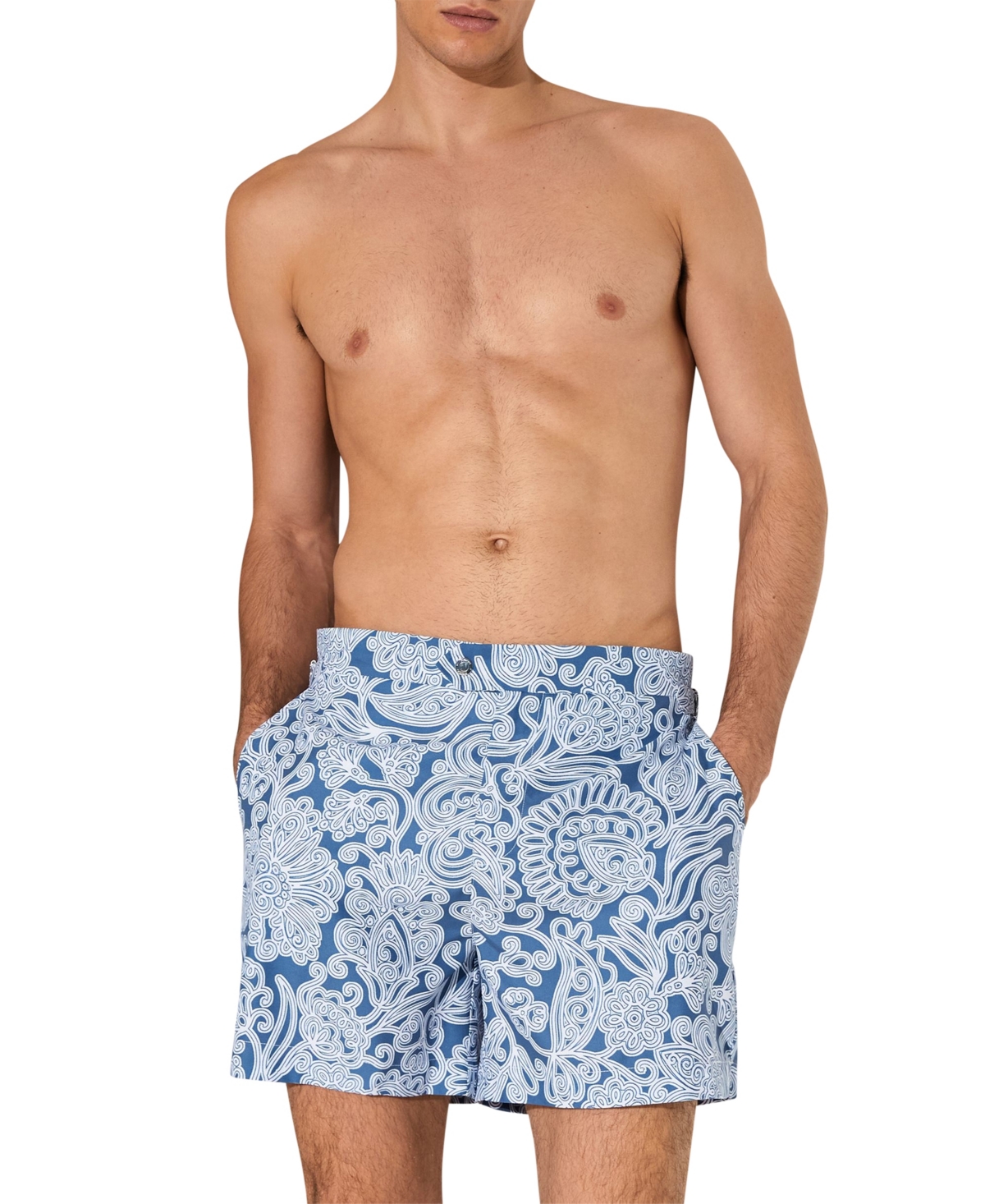Reiss Men's Fallow Paisley-Print Side-Adjuster Swim Shorts, 5" Inseam