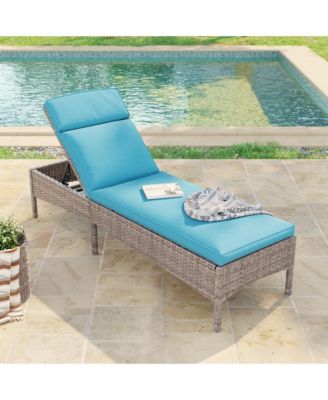 Outdoor Lounge Chaise Patio Rattan Chairs Adjustable Inclination Angles Weather-Resistant Frame