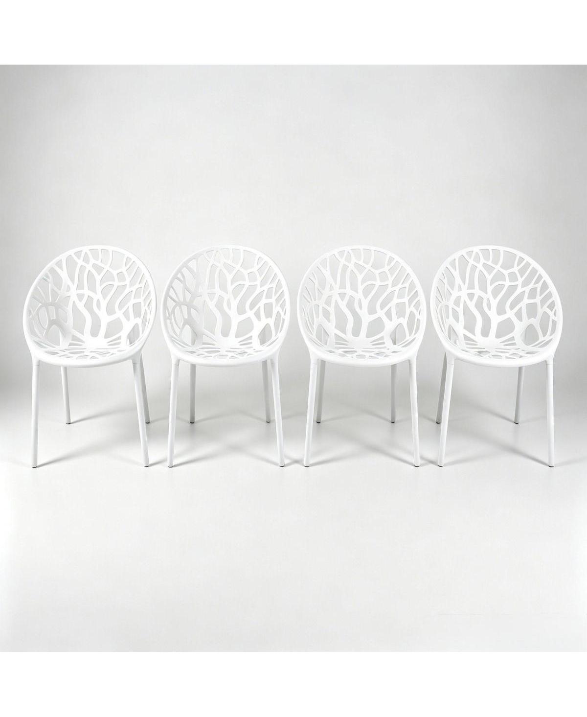 Streamdale Furniture Plastic Dining Chair 4 Pieces, set of 4 - White