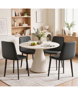 PU Leather Wave Dining Chairs, Set of 4