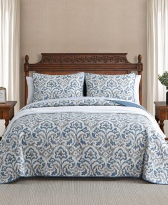 Tommy Bahama Cape Verde Smoke Reversible 3-Piece Quilt Set, King