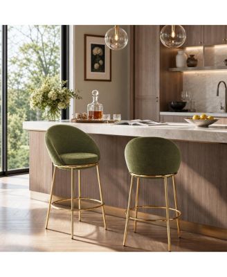 Celano Modern Olive Green Bar Stool, Set of 2