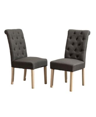 Habit Solid Wood Tufted Parsons Charcoal Dining Chair, Set of 2