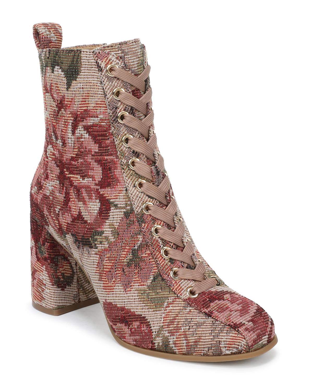 Wild Pair Women's Lace-up Block-heel Dress Booties, Macy's Exclusive In Rose Tapestry
