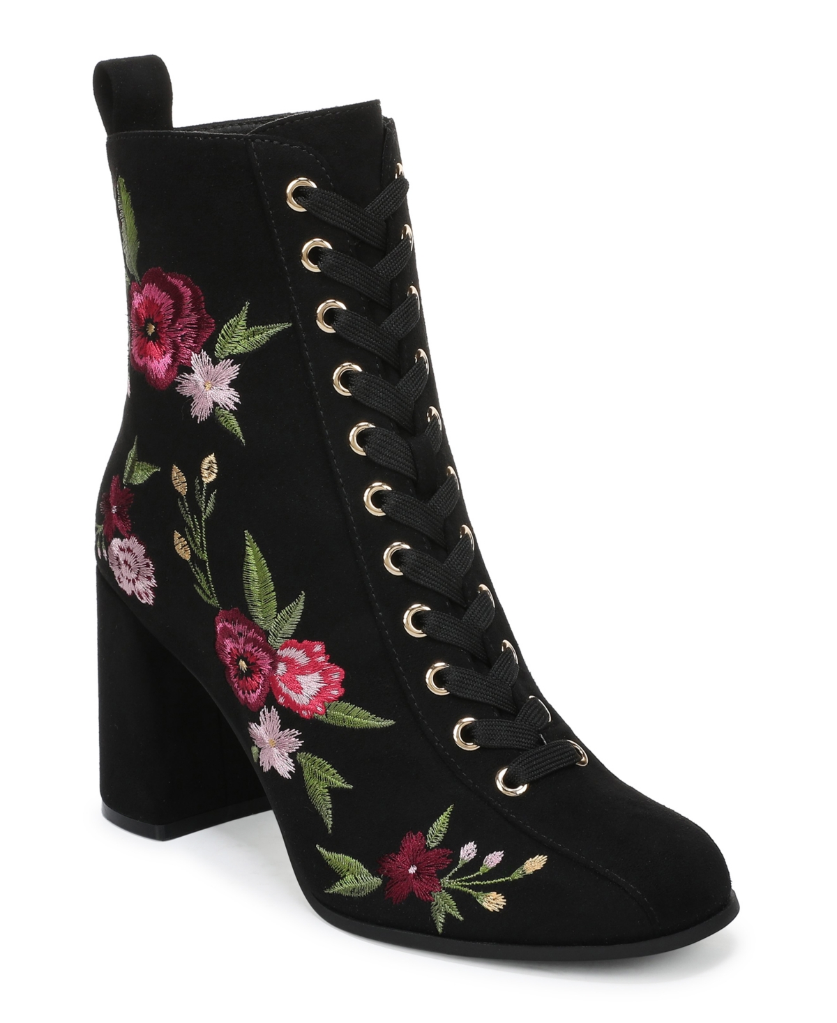 Wild Pair Women's Lace-up Block-heel Dress Booties, Macy's Exclusive In Black