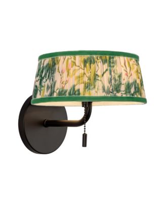 Scout 7-in Brushed Damp-Rated Light with Patterned Pleated Linen Shade