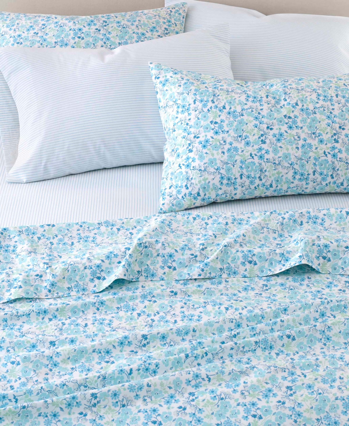 Laura Ashley Jaynie Ticking Stripe 6-Pc. Sheet Set