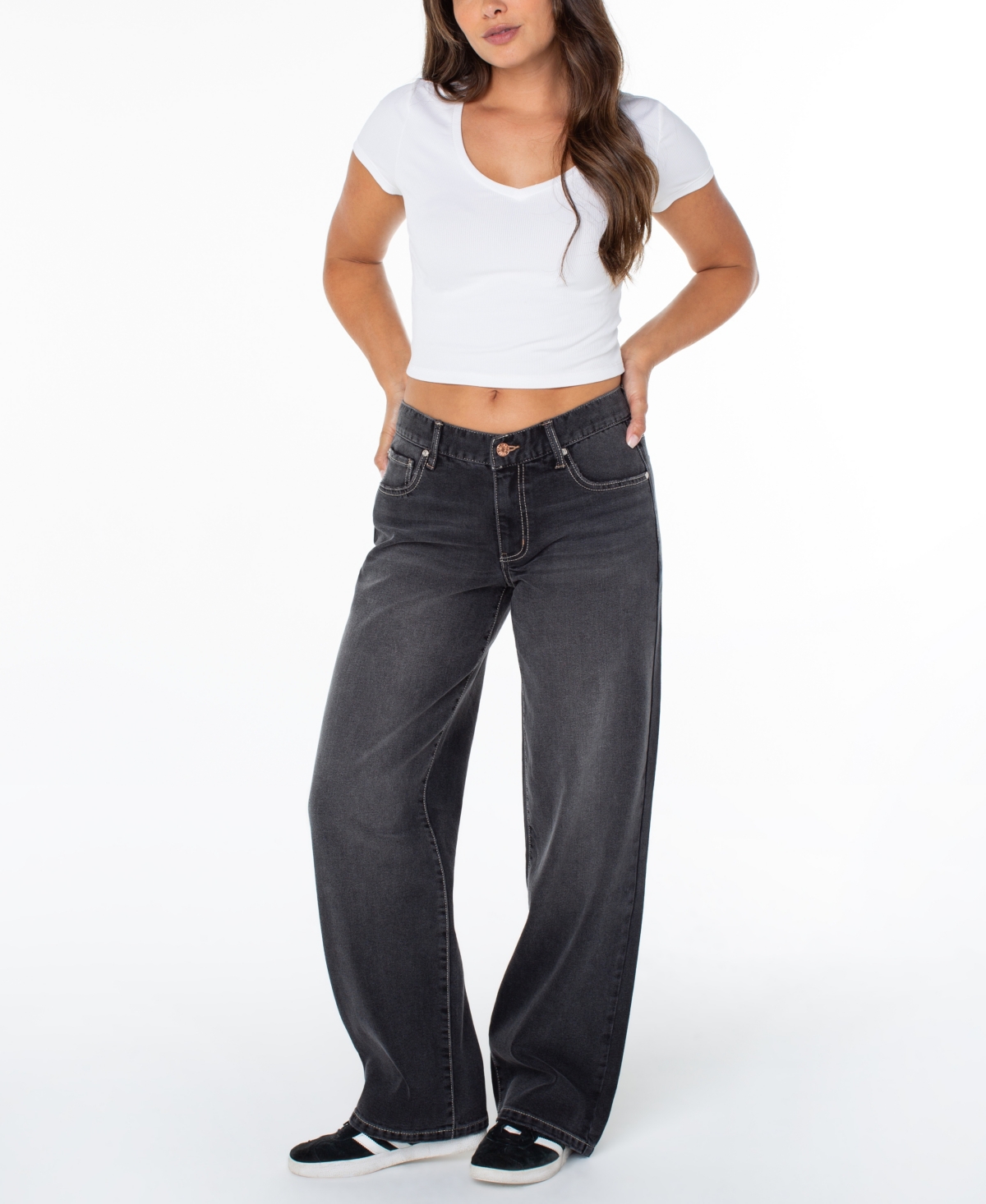 Celebrity Pink Juniors' Dark-Wash Mid-Rise Straight-Leg Denim Jeans