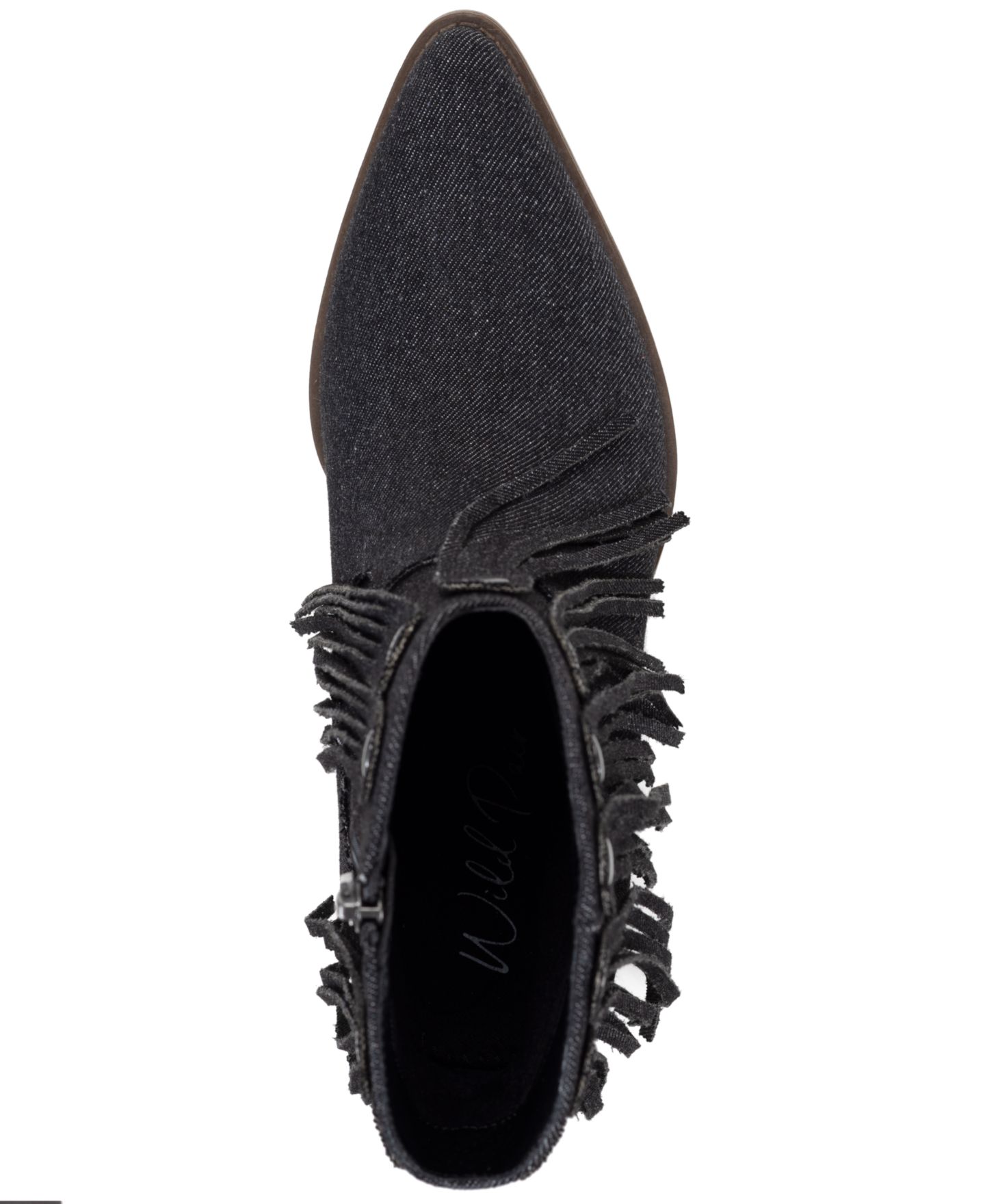 Женские ботинки Wild Pair Liiesel Fringe Block Heel Pointed Toe Booties, цвет: Чёрный джинсовый — фото 4