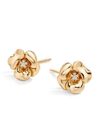 Lulu Floral Crystal Stud Earrings in 18k Gold-Plated