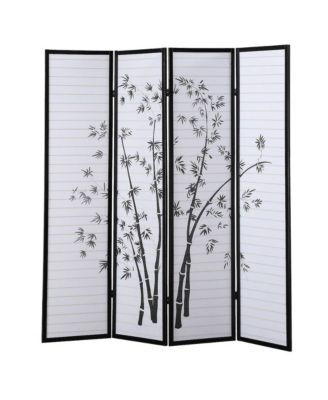Bamm Bamboo Print 4-Panel Framed Room Screen or Divider