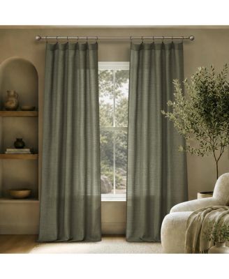 Anson Faux Linen 3-in-1 Versatile Hanging Semi-Sheer Back Tab Curtain Panel Pair with Ring Clips