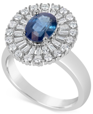 image of Sapphire (1-1/2 ct. t.w.) and Diamond (5/8 ct. t.w.) Ring in 14k White Gold