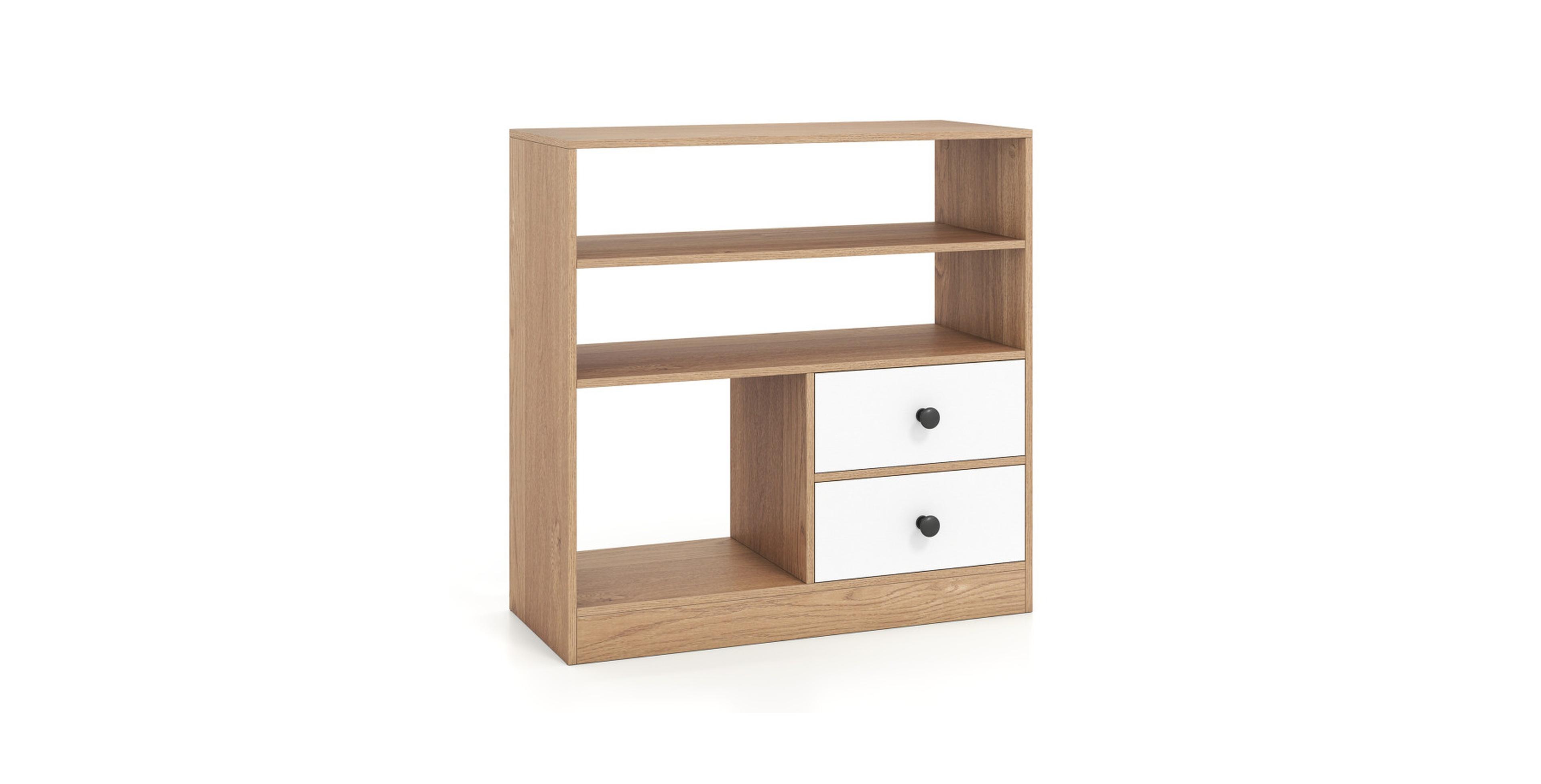 Gouun Open Shelf Storage Cabinet with Two Fabric Drawers