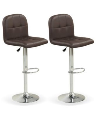 Height Adjustable Swivel Bar Stools Set of 2 with Metal Base and Footrests