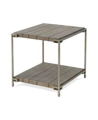 Corbeta Metal Frame Wood Living Room End Table with Shelf, Aged Graphite