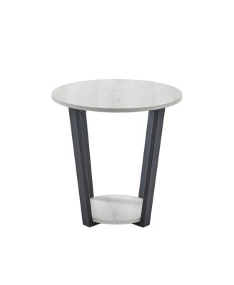 Elysian Contemporary Round End Table with Shelf