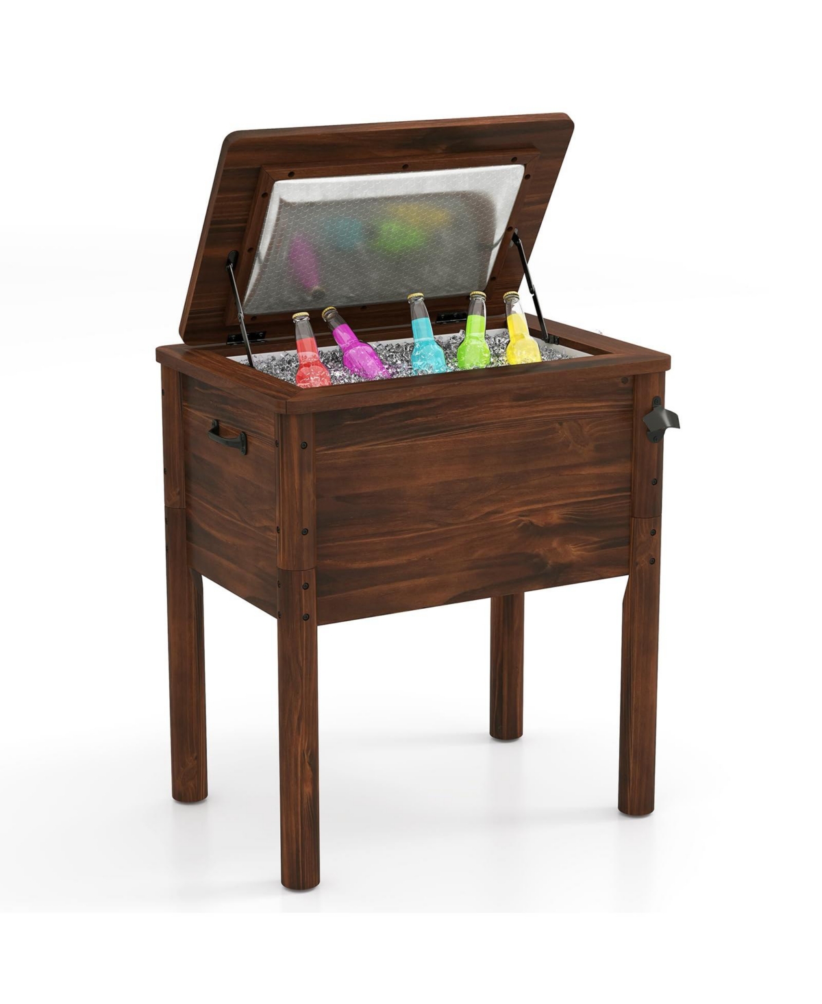 Mecale 54-Quart Wooden Patio Cooler with 3 Handles and Bottle Opener