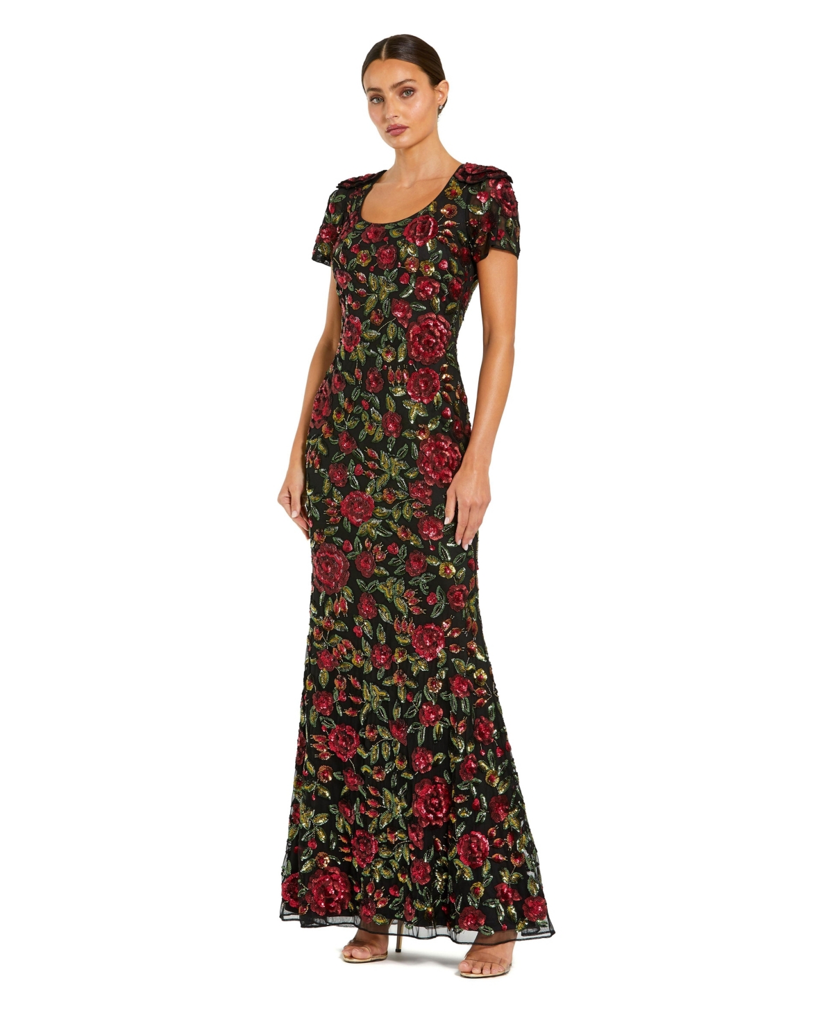Mac Duggal Women's Floral-Sequin Embroidered Wedding Guest Gown - Black multi