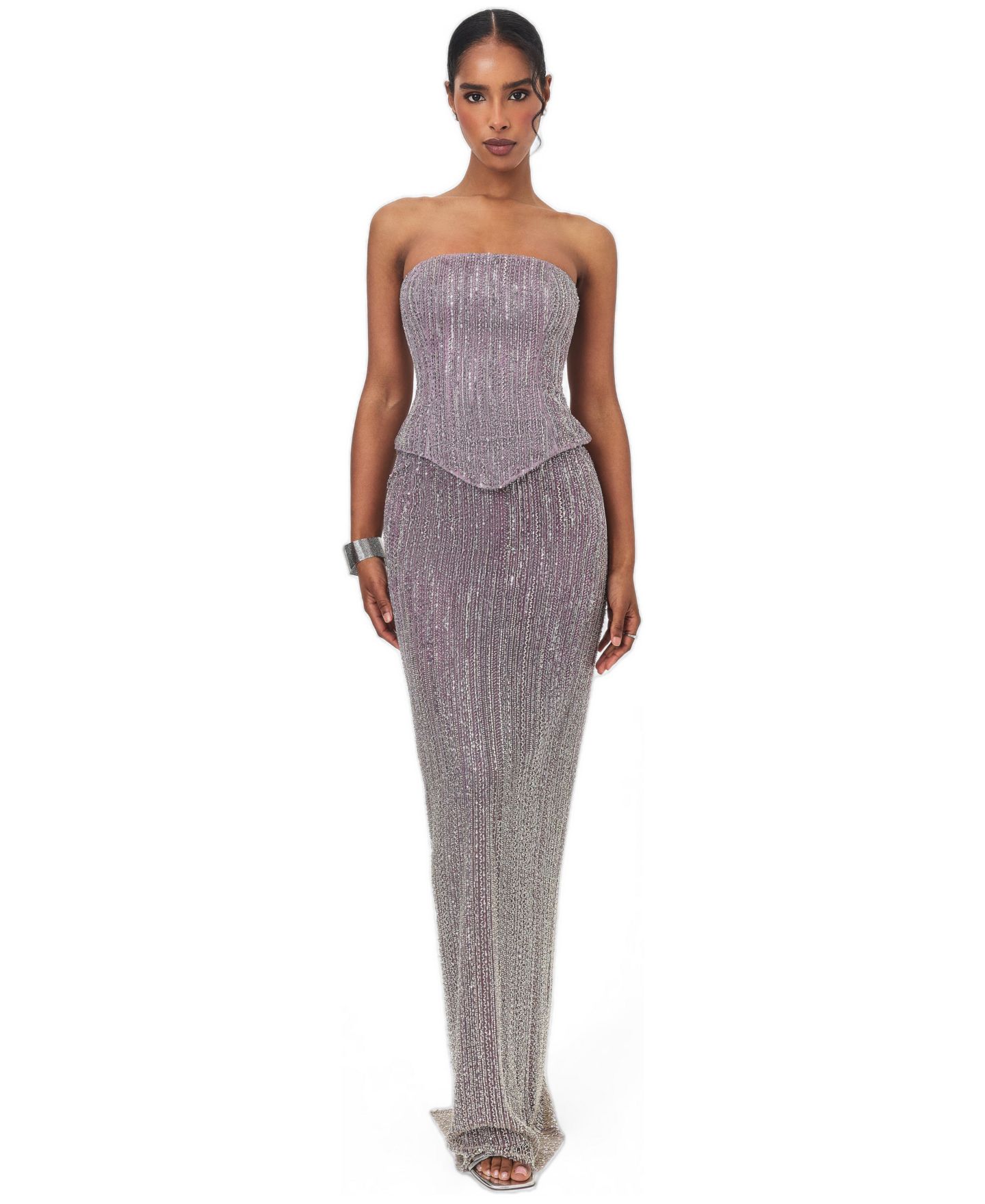 Женские платья Miss Circle Tosca Strapless Beaded Maxi Gown, цвет: Фиолетовый — фото 1