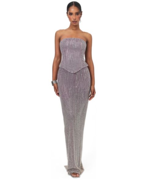 Женские платья Miss Circle Tosca Strapless Beaded Maxi Gown, цвет: Фиолетовый
