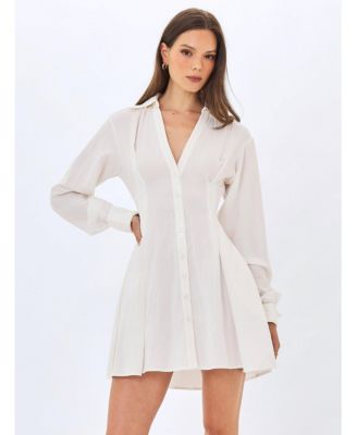 Women's Nanette Long-Sleeve A-Line Mini Lyocell Shirt Dress