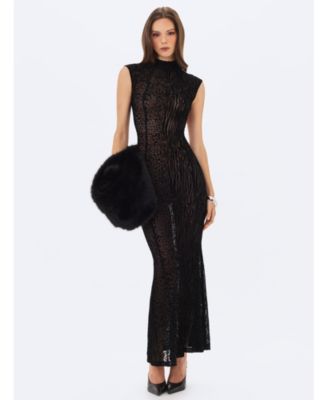 Women's Tyanna Mock-Neck Backless Mermaid Maxi Dress
