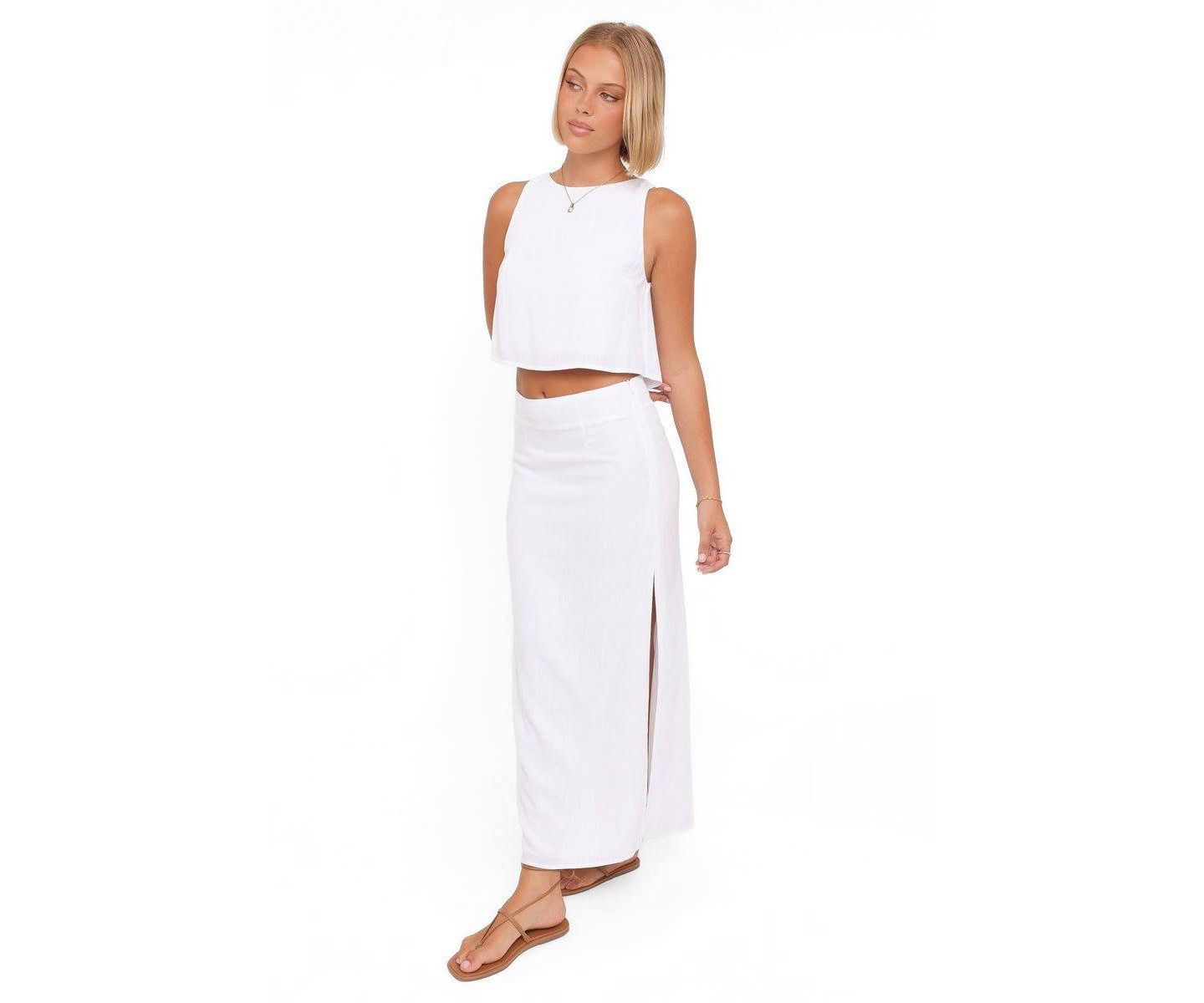 Женская юбка Petal and Pup Madison Linen-Blend Maxi A-line, цвет: Белый — фото 2