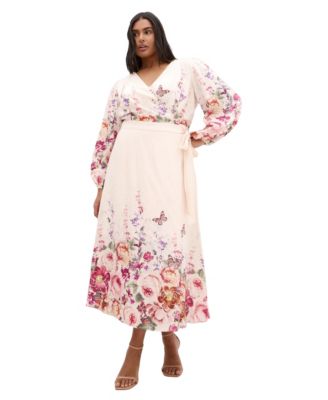 Women's Plus Size Anastasia Garden Print Wrap Maxi Dress