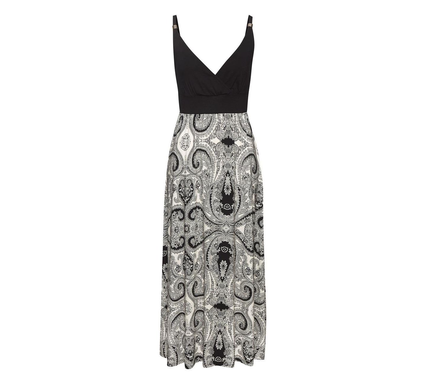 Женское платье Lascana Paisley Empire Waist Maxi, цвет: Чёрный / Молочный — фото 4