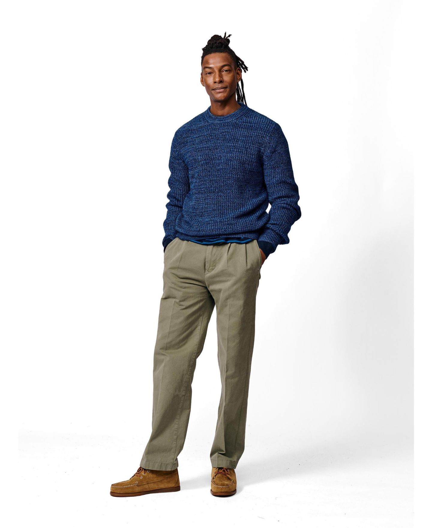 Мужской свитер Aubin Martin Ribbed Long-Sleeve Crew-Neck, цвет: Синий — фото 2